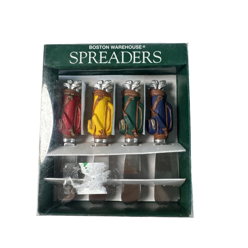 Boston Warehouse Cheese Spreaders Golf Bag Handle Knives Set of 4
